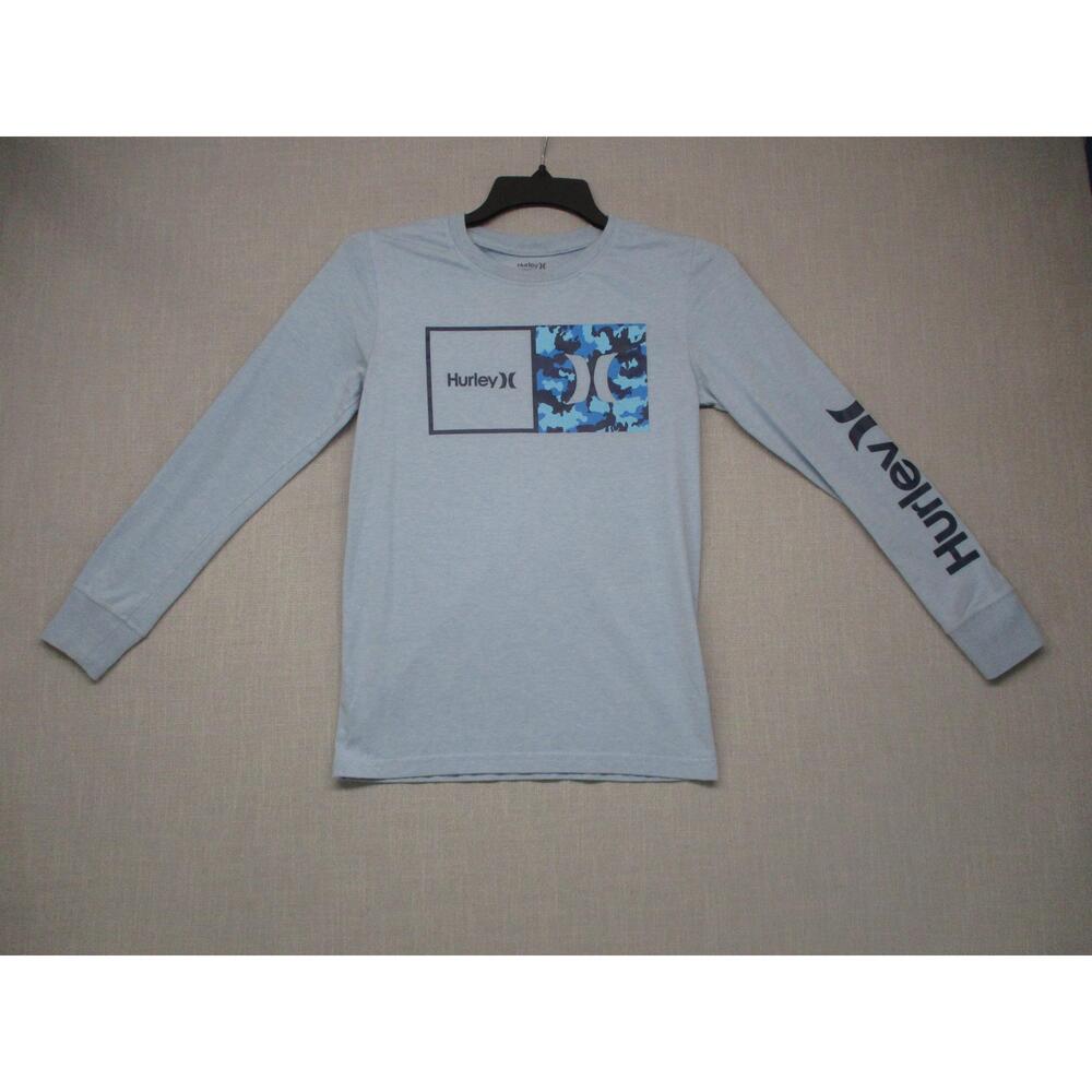 Hurley Light Blue‎ Modern Athletic Graphic Crew Unisex LongSleeve TShirt Size M